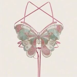 Butterfly Embroidered Sheer Festival Top